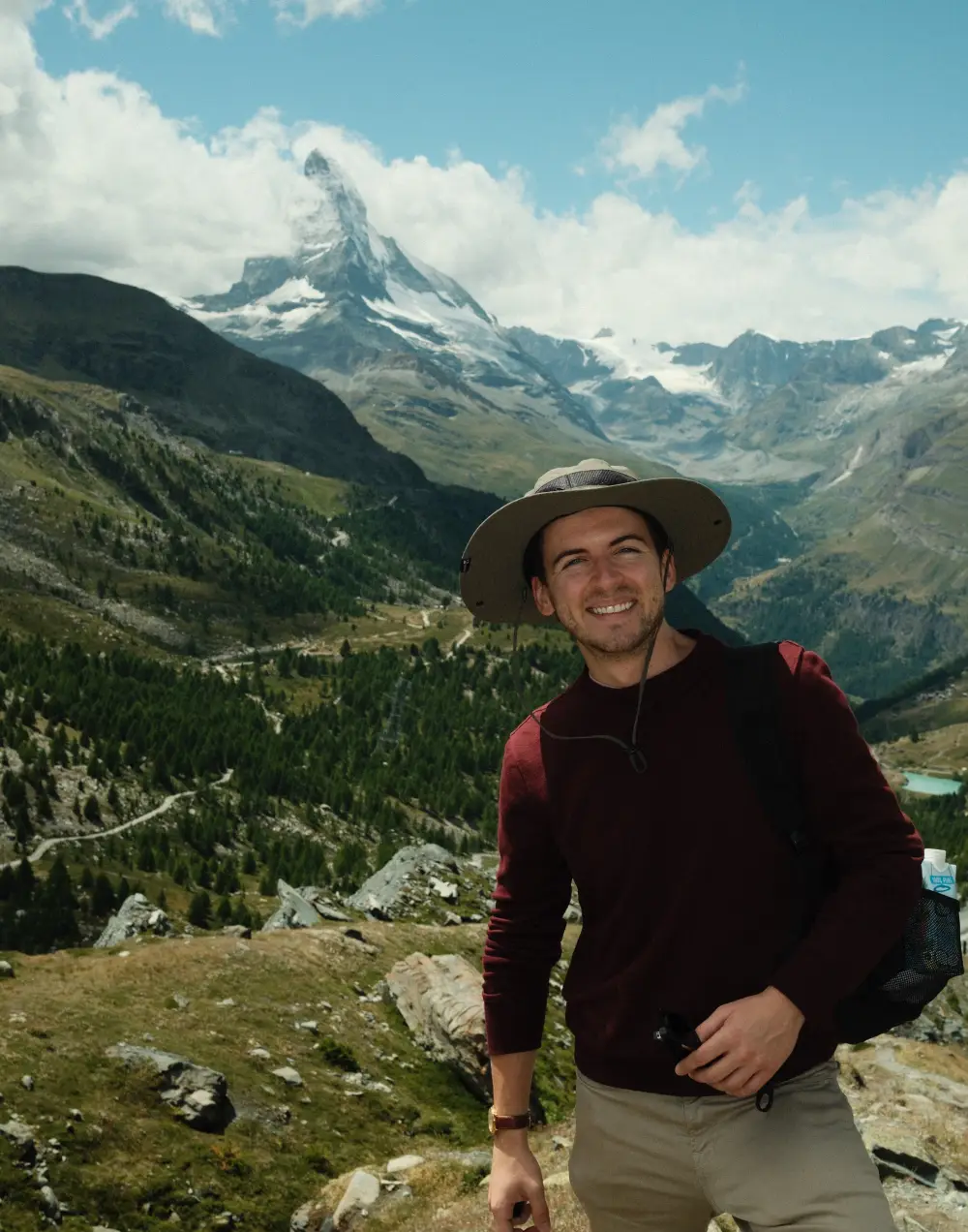 Dylan hiking in front of the Matterhorn
